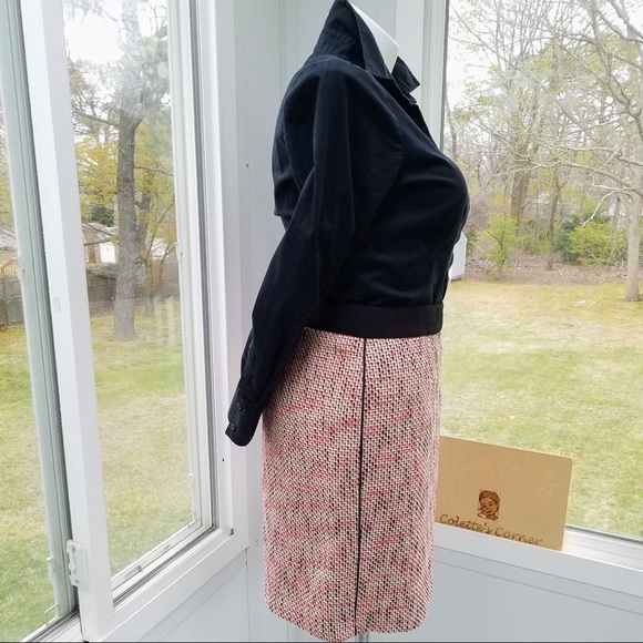 Banana Republic Black Orange Woven Tweed Tuxedo Piping Pencil Skirt - Picture 3 of 7